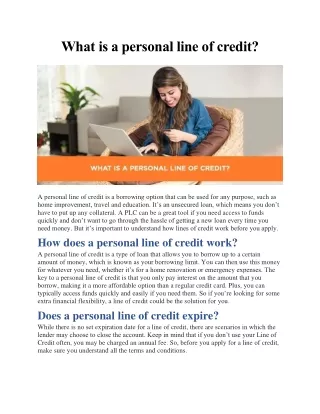 what is a personal line of credit