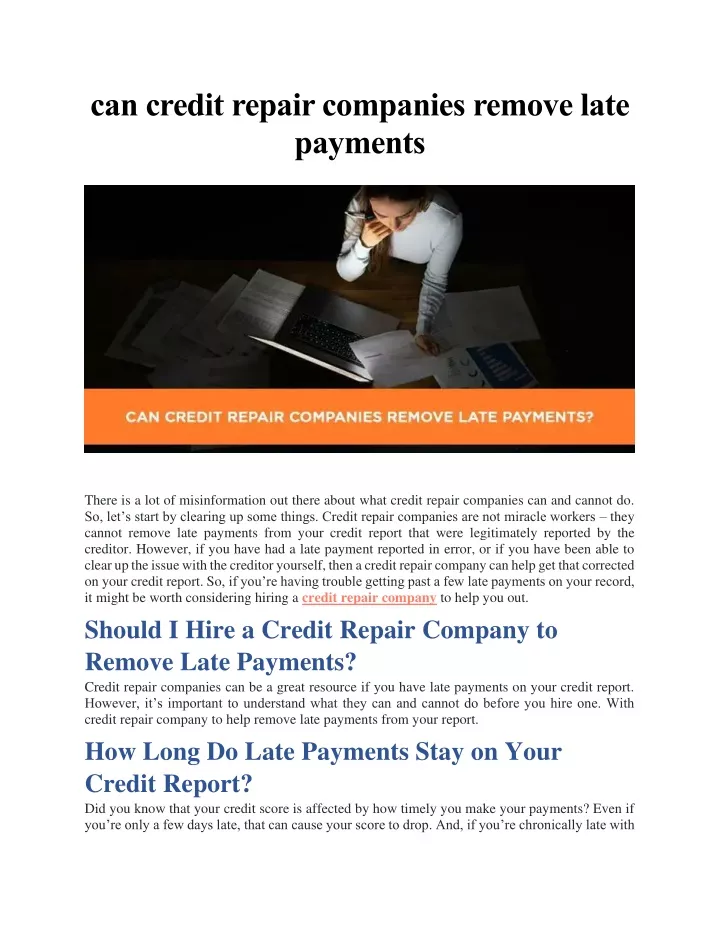 can credit repair companies remove late payments