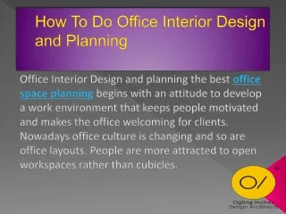 How To Do Office Interior Design and Planning