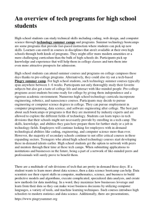 an overview of tech programs for high school