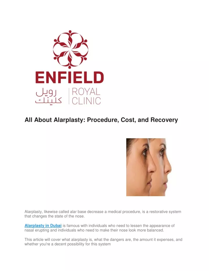 all about alarplasty procedure cost and recovery