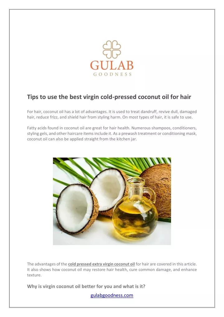 tips to use the best virgin cold pressed coconut