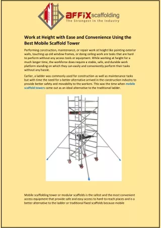 work at height with ease and convenience using