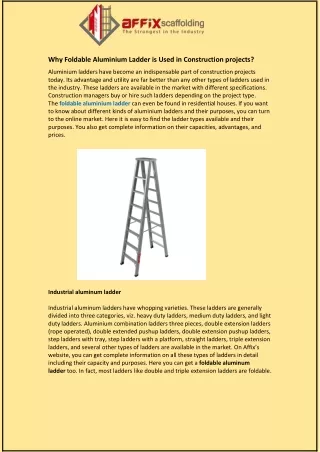 why foldable aluminium ladder is used