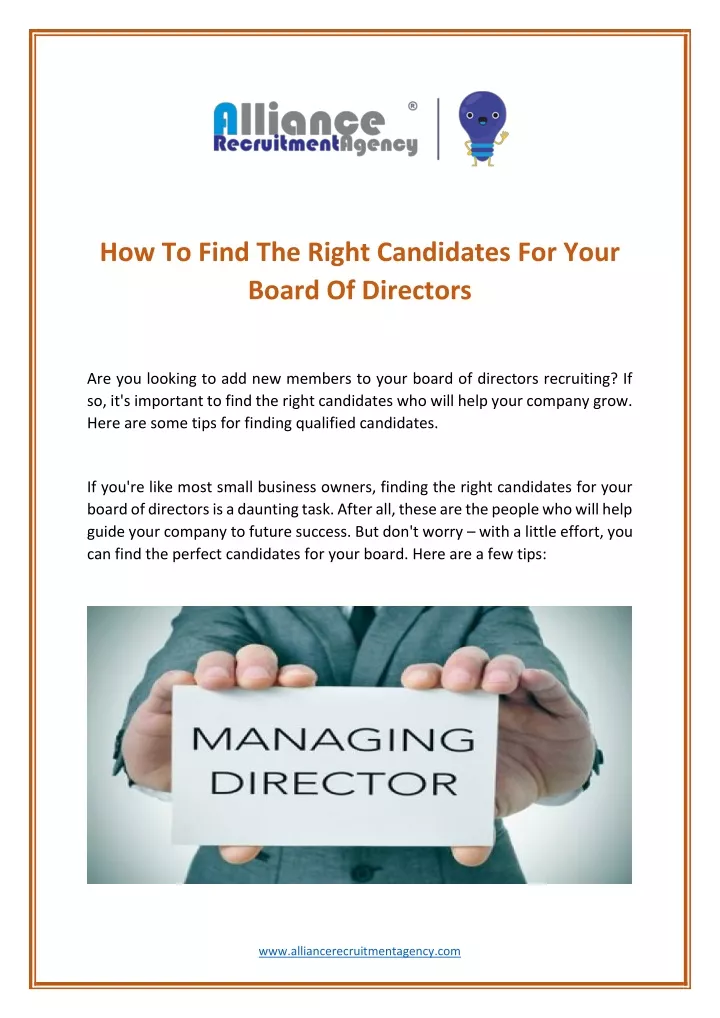 how to find the right candidates for your board