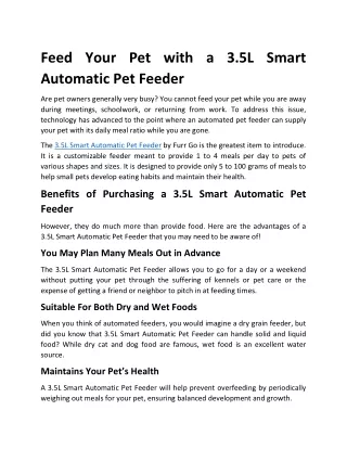 (Furrgopets.com)---Feed Your Pet with 3.5L Smart Automatic Pet Feeder