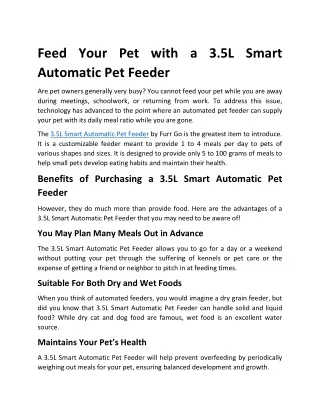 feed your pet with a 3 5l smart automatic