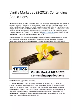 vanilla market 2022 2028 contending applications