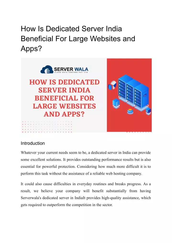 how is dedicated server india beneficial