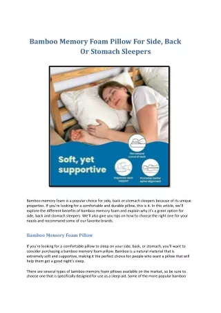 bamboo memory foam pillow for side back