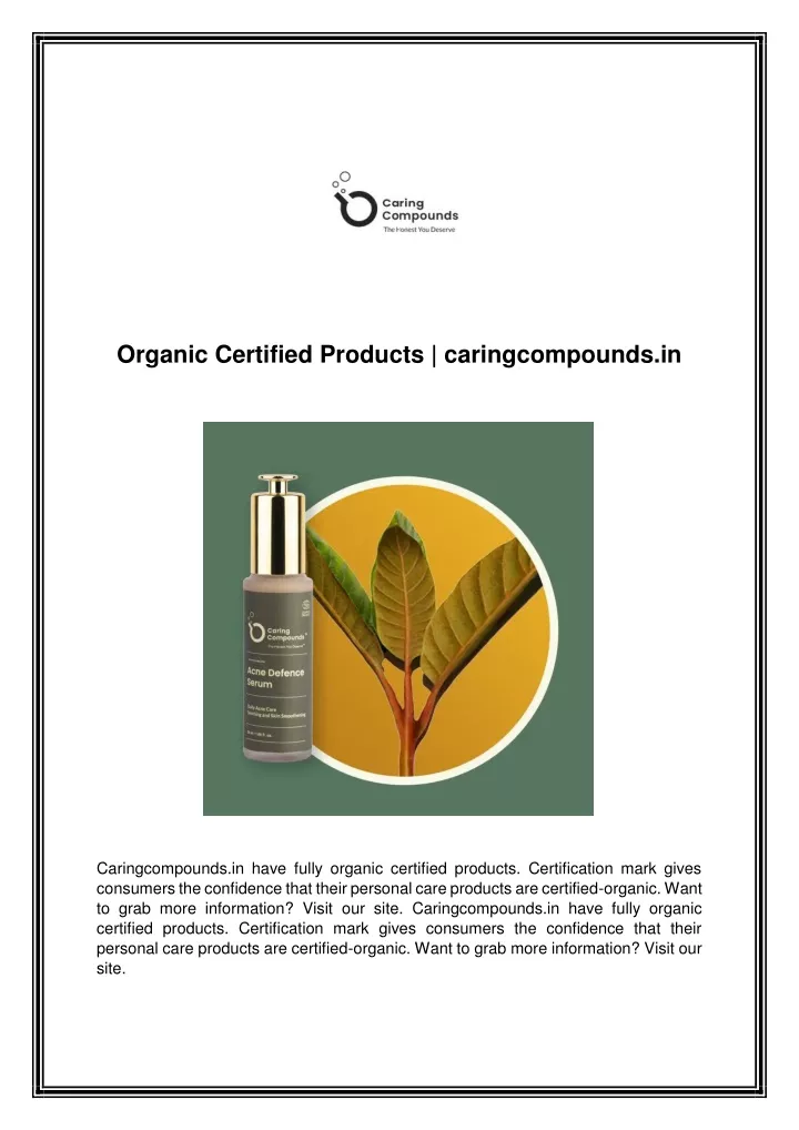organic certified products caringcompounds in