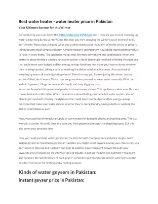 best water heater water heater price in pakistan