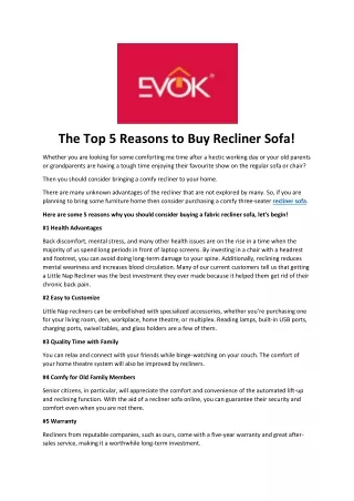 The Top 5 Reasons to Buy Recliner Sofa
