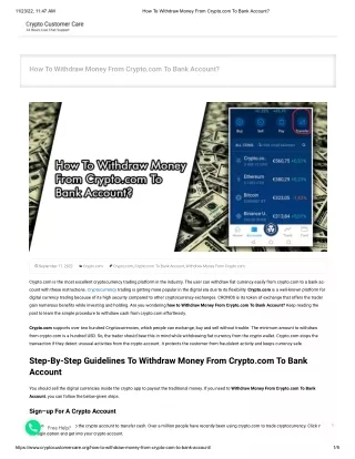 How To Withdraw Money From Crypto.com To Bank Account_