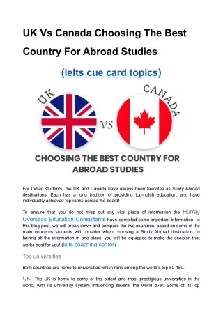 UK Vs Canada Choosing The Best Country For Abroad Studies