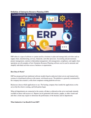 definition of enterprise resource planning erp