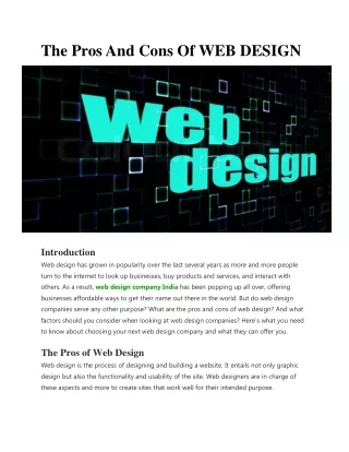 The Pros And Cons Of WEB DESIGN