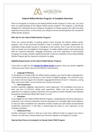 federal skilled worker program a complete overview