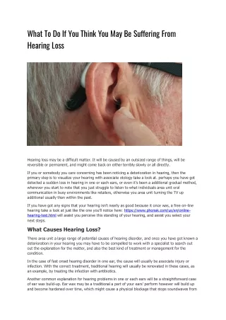 What To Do If You Think You May Be Suffering From Hearing Loss