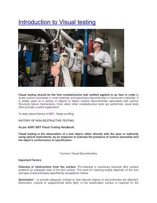 Introduction to Visual testing - One Stop NDT