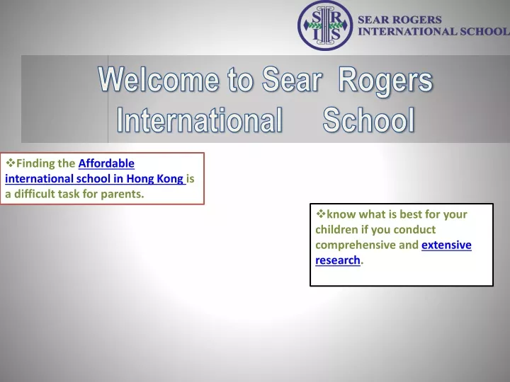 welcome to sear rogers international school