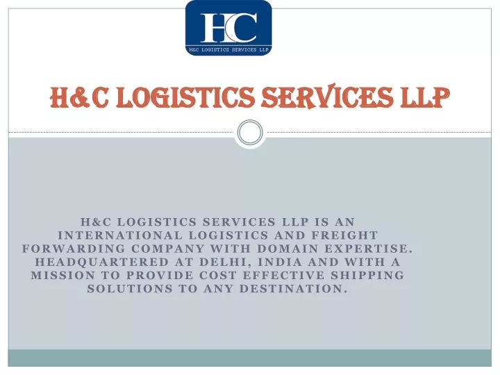 h c logistics services llp h c logistics services