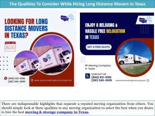 The Qualities To Consider While Hiring Long Distance Movers In Texas