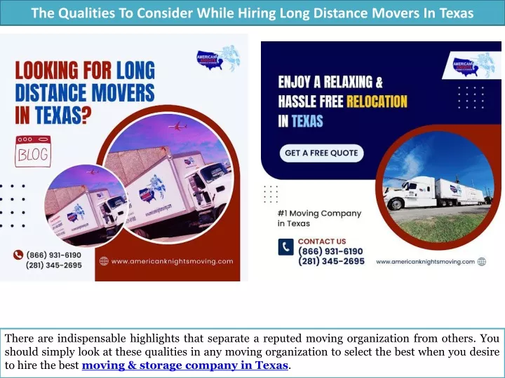 the qualities to consider while hiring long distance movers in texas