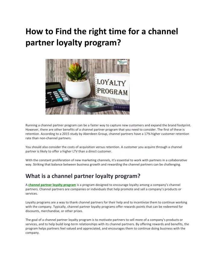 how to find the right time for a channel partner