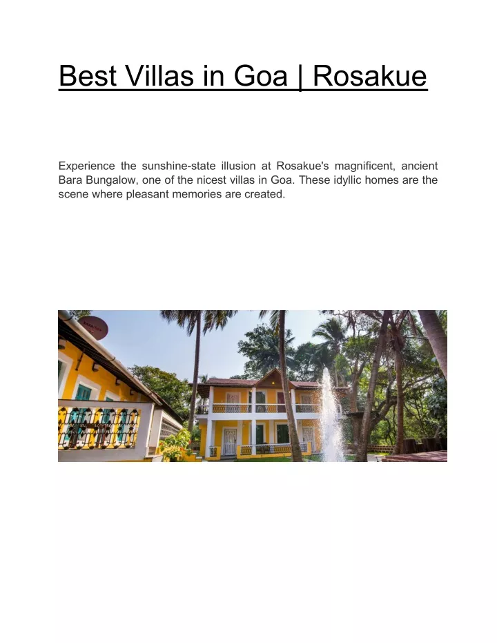 best villas in goa rosakue