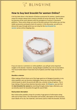 How to buy best bracelet for women Online?
