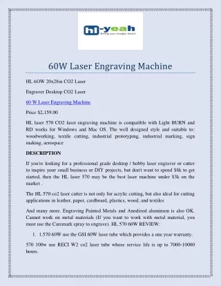 60W Laser Engraving Machine
