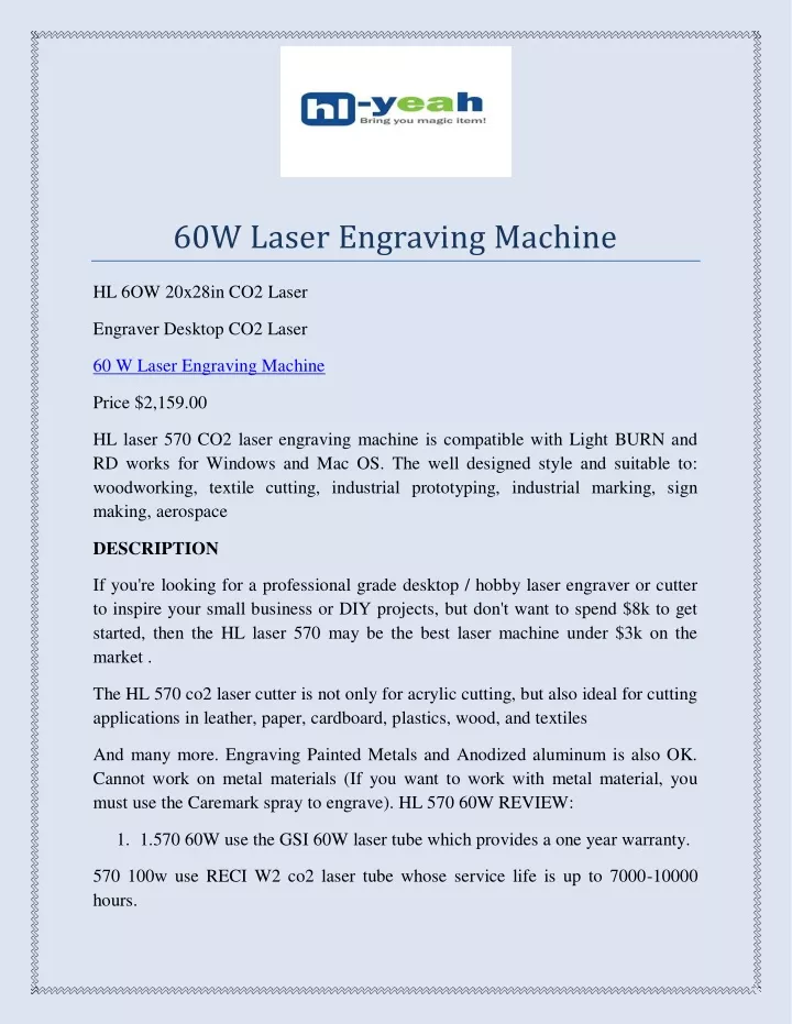 60w laser engraving machine