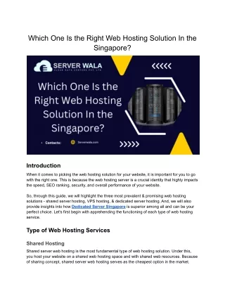 which one is the right web hosting solution