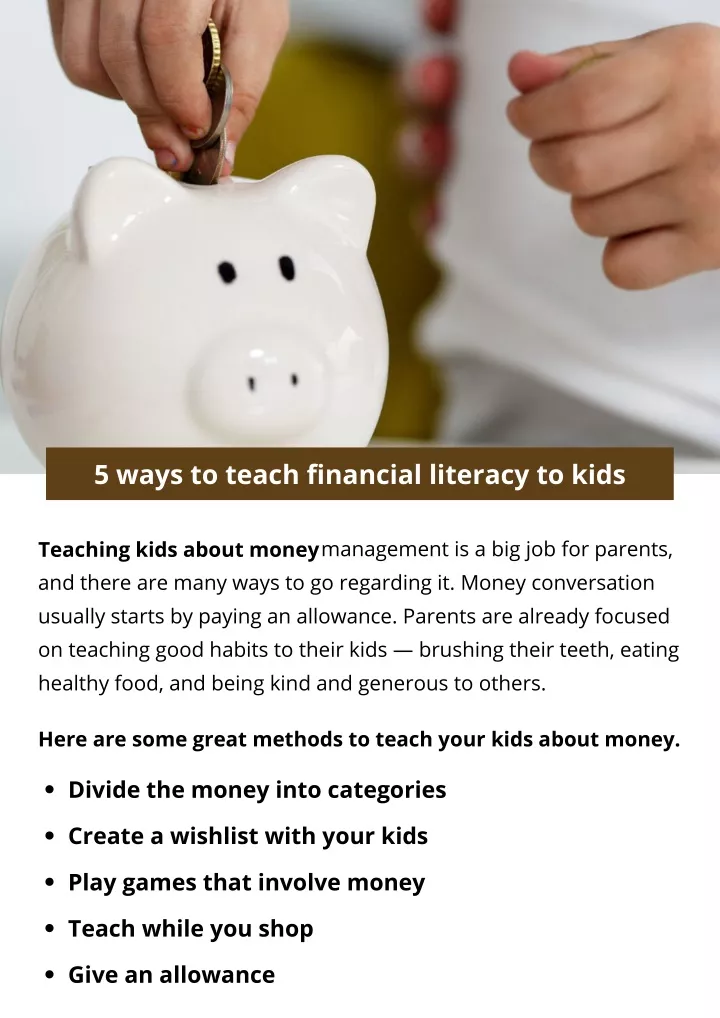 PPT 5 Ways To Teach Financial Literacy To Kids PowerPoint ppt-5-ways-to-teach-financial-literacy-to-kids-powerpoint
