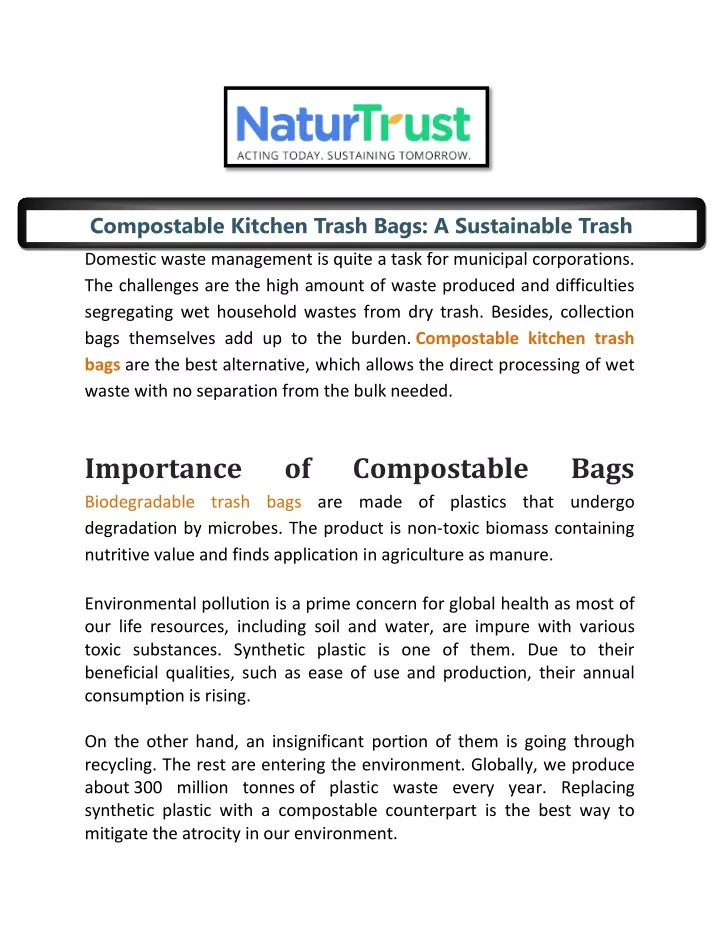 compostable kitchen trash bags a sustainable
