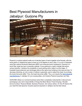 Best Plywood Manufacturers in Jabalpur_ Gurjone Ply