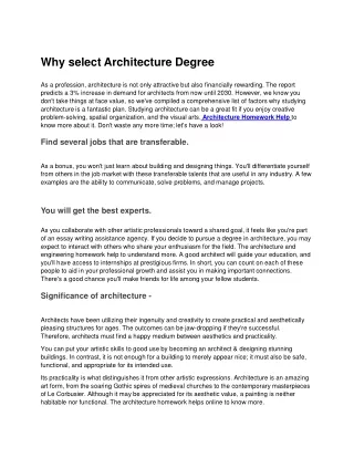why select architecture degree