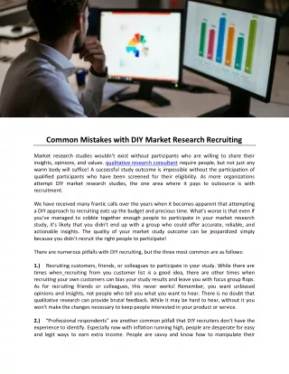 Common Mistakes with DIY Market Research Recruiting