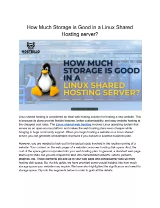how much storage is good in a linux shared