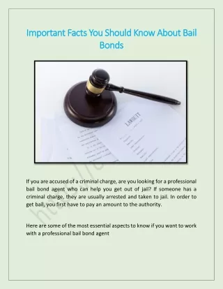 Important Facts You Should Know About Bail Bonds