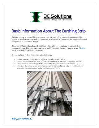 Basic Information About The Earthing Strip