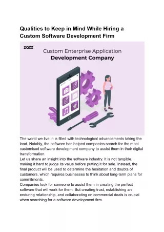 Must have qualities of a software development firm