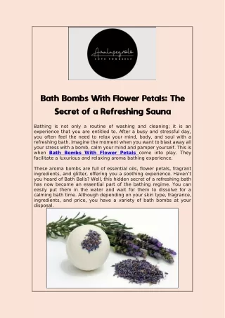 Bath Bombs With Flower Petals: The Secret of a Refreshing Sauna