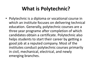 what is polytechnic