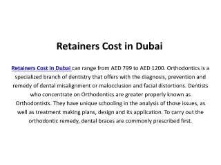 Retainers Cost in Dubai