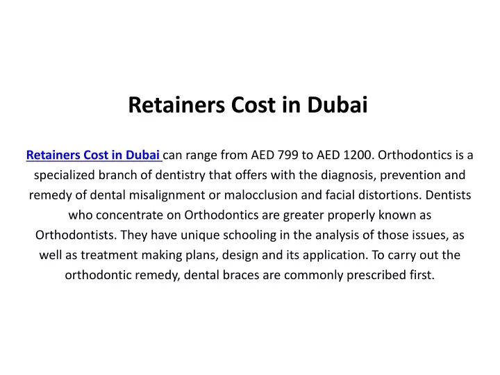 retainers cost in dubai