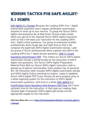 winning tactics for safe agilist winning tactics