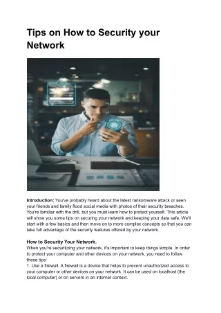 tips on how to security your network