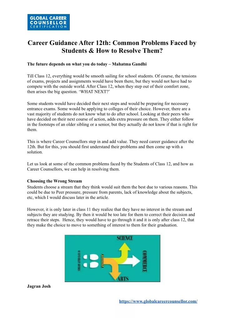 career guidance after 12th common problems faced